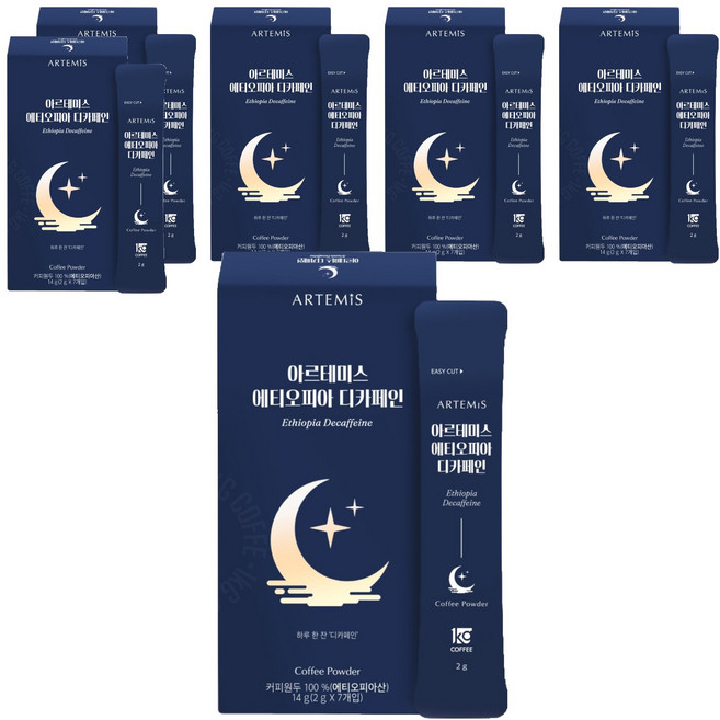 일킬로커피 아르테미스 에티오피아 디카페인 분말커피 7p, 2g, 7개입, 6개