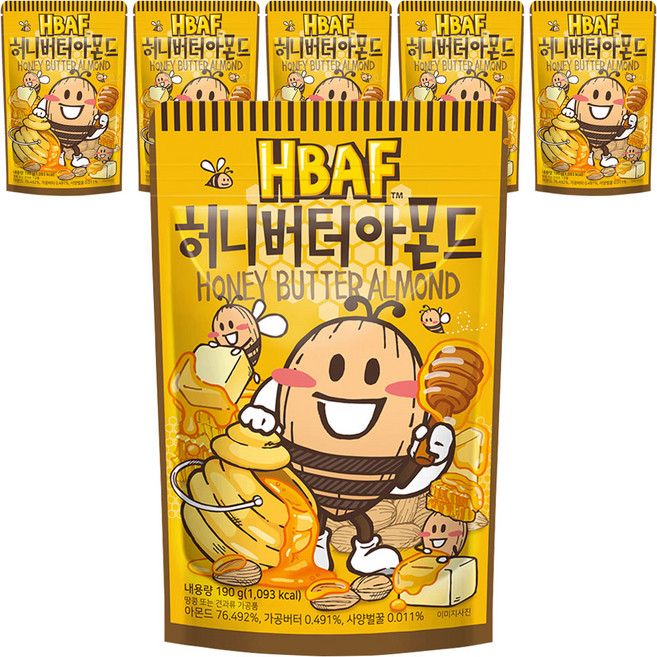 바프 허니버터 아몬드, 190g, 6개