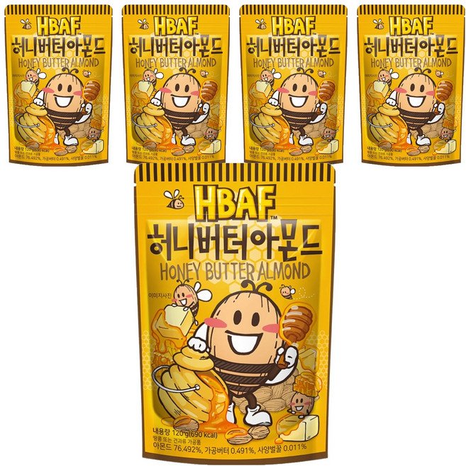 바프 허니버터 아몬드, 120g, 5개