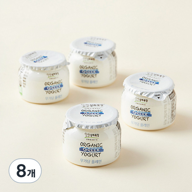 상하목장 유기농 그릭요거트 무가당 플레인, 80g, 8개