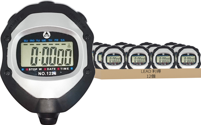 LEAD 電子碼錶, 黑色 + 銀色, 12個
