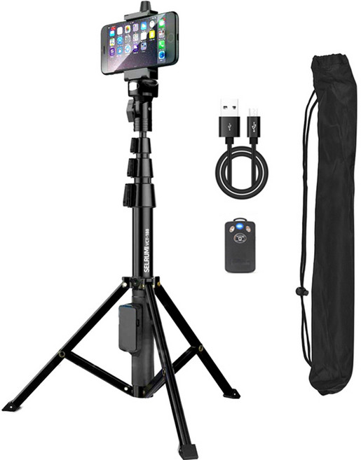 셀루미 하이엔드 2in1 블루투스 삼각대 셀카봉 130cm + 리모콘, VCT-188(블랙), INTO-YT1688(리모컨), 1개