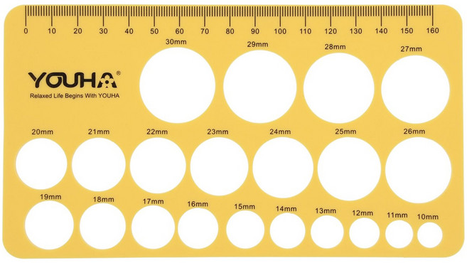 YOUHA 優合 矽膠乳頭測量尺 柔軟耐用設計, 黃色, 1個