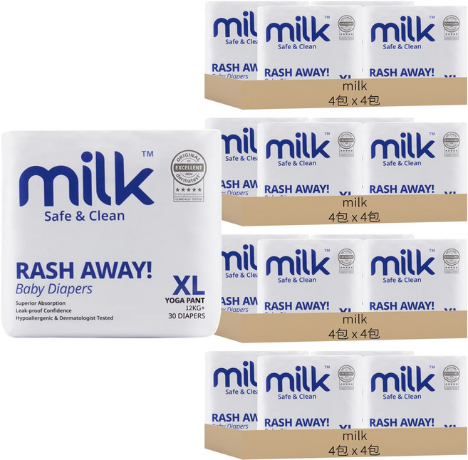 milk 鎖水芯牛奶尿布 褲型 12kg以上, 480片, XL