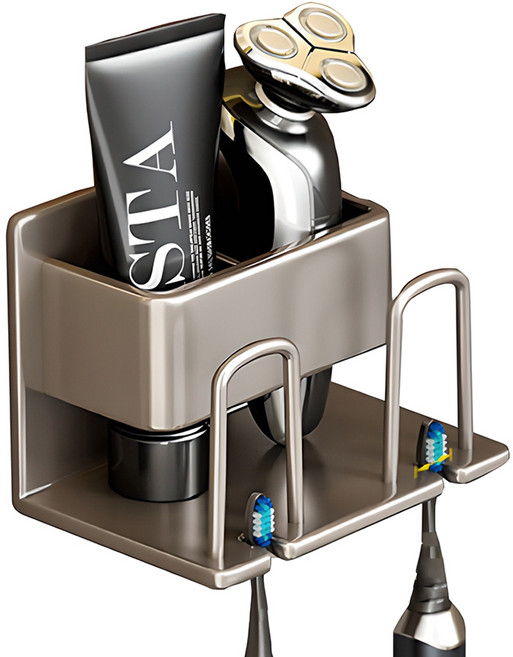 디오셀 무타공 접착식 칫솔걸이 2구, 그레이, 1개