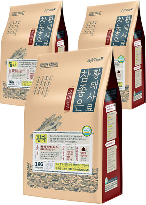 럭셔리발란스 전연령 강아지 소프트플러스 참좋은 황태 소프트사료, 오리, 1kg, 3개