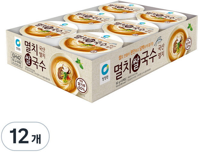 청정원 쌀로만든 멸치 컵쌀국수, 92g, 12개