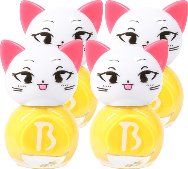 바블리 키즈네일 냥이 스티커형식 어린이매니큐어, 옐로핑, 4개