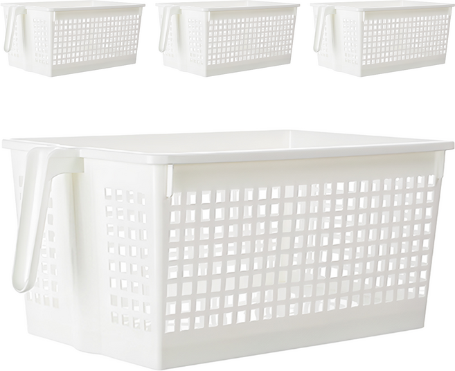 KEYWAY 聯府 櫥櫃手把深型收納籃, 白色, 4個