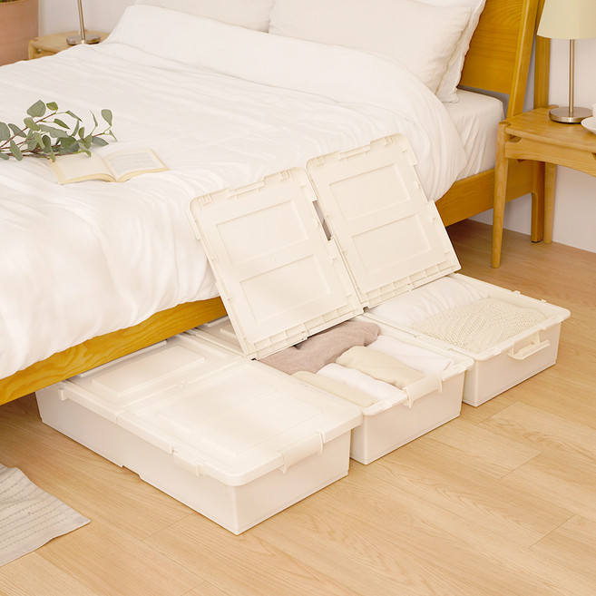 라이피스트 국내 제조 트레인 언더베드 리빙박스, 아이보리, 3개