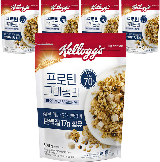 켈로그 프로틴그래놀라 미숫가루앤검정약콩, 5개, 330g