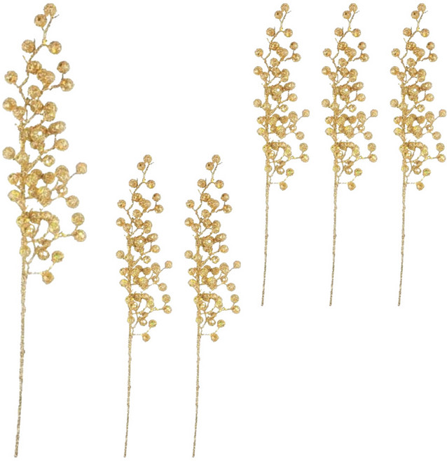 Meric Garden 北歐仿真果枝 18吋, 閃亮金, 6支