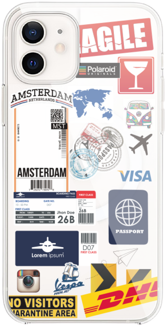 아이폰12 미니 휴대폰 케이스 투명 + 필름 2p + 데코스티커 C타입 5종 세트