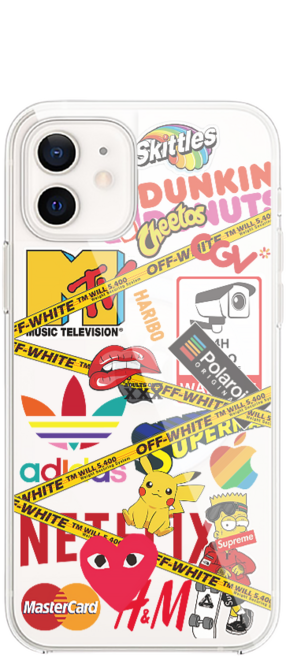 아이폰12 미니 휴대폰 케이스 투명 + 필름 2p + 데코스티커 A타입 5종 세트