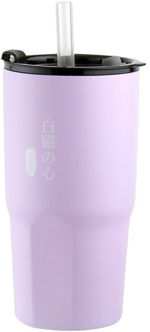 WOKY 沃廚 台灣公司貨 內瓷外鋼瓷王究極激凍杯 附環保矽膠吸管, 紫色, 900ml, 1個