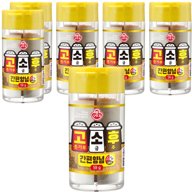 OTOKI 不倒翁 辣椒粉&鹽巴&胡椒粉三合一調味罐, 59g, 6罐