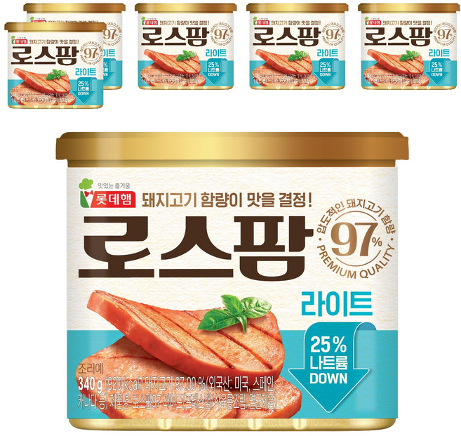 롯데햄 로스팜 라이트, 340g, 6개