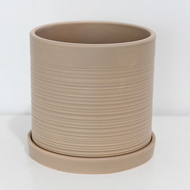 도시정원 파스텔 도자기 베이직 화분 받침세트, 브라운, 1세트