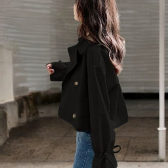 구디프 여성용 데일리 루즈핏 숏 트렌치 자켓