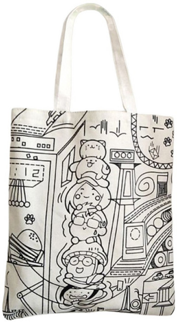 Sayaka 紗彌佳 日系追逐旅程漫畫風格萬用單肩帆布包, 白色