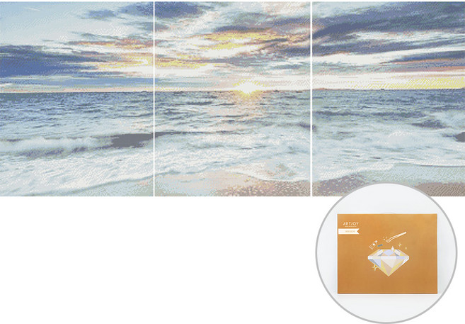 아트조이 DIY 보석십자수 캔버스형 3단 세트, 해 뜨는 바다, 1세트