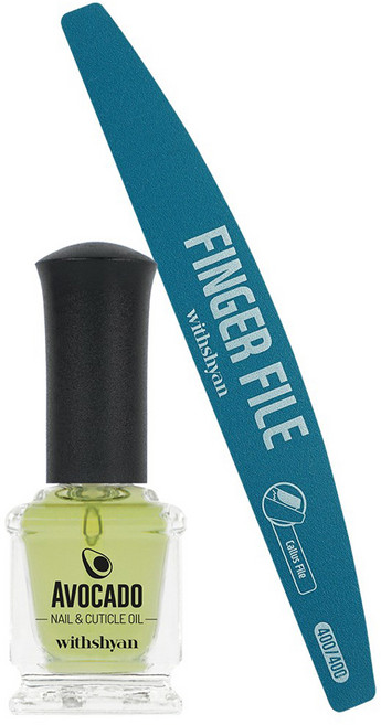 위드샨 굳은살 제거 아기손 촉촉보습 네일세트, 아보카도네일 앤 큐티클오일 + 핑거파일, 1세트