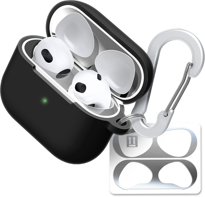 슈퍼디비전 실리콘 젤리 키링 에어팟 3세대 케이스 + 철가루 방지 스티커, 잉크, 1개