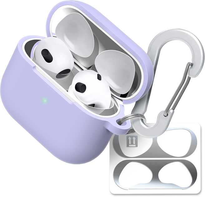 슈퍼디비전 실리콘 젤리 키링 에어팟 3세대 케이스 + 철가루 방지 스티커, 페리윙클, 1개