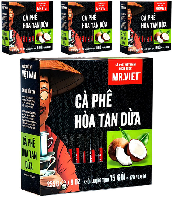 미스터비엣 인스턴트 코코넛 커피믹스, 17g, 15개입, 4개