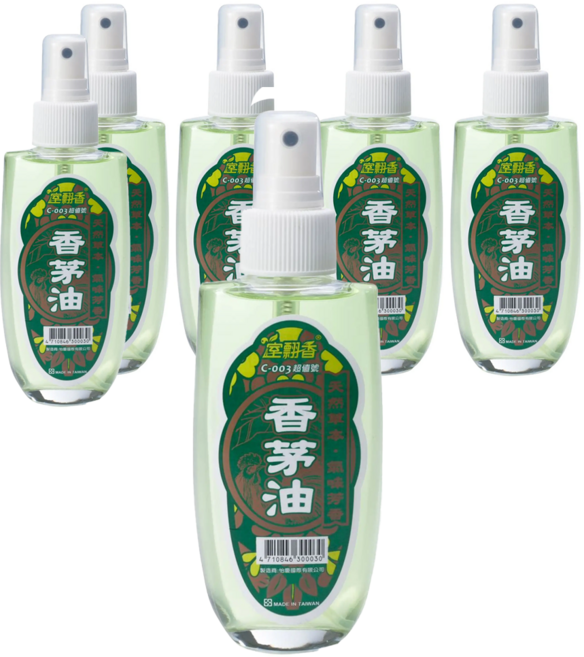 室翲香 玻璃香茅油 100ml, 6瓶