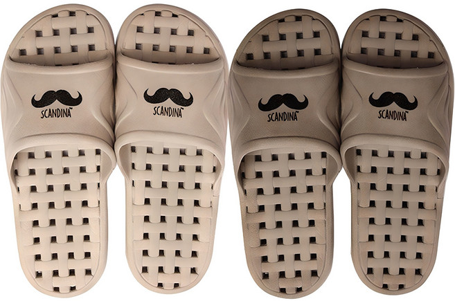 샤바스 스칸디나 안전 성인 욕실화 수염 2개, 베이지 + 브라운, 1개