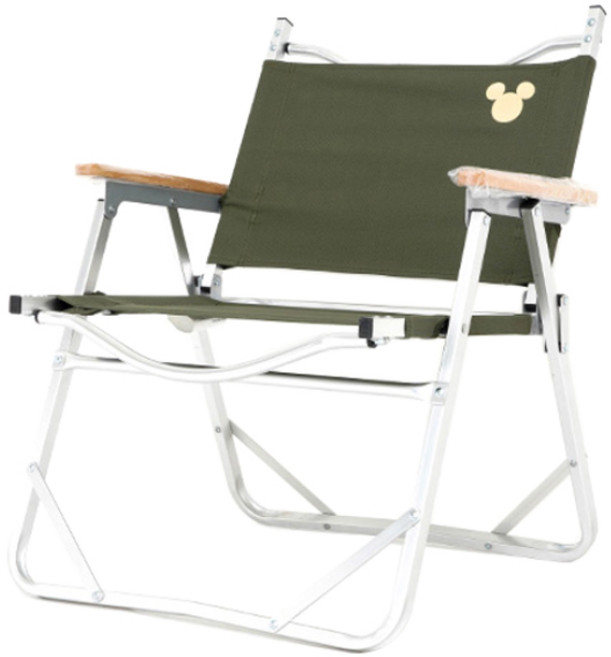 디즈니 미키 접이식 로우 캠핑 체어 + 파우치, 카키, 1개