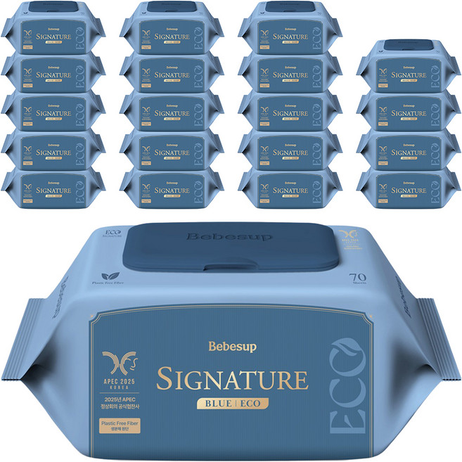 베베숲 시그니처 블루 에코 유아물티슈 캡형, 75g, 70매, 20개