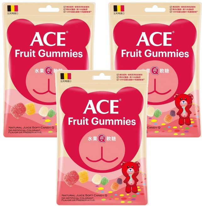 ACE 水果Q軟糖, 48g, 3包