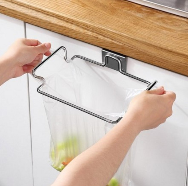 모나코올리브 싱크대 스텐 분리수거 비닐봉투 걸이 거치대, 실버, 1개