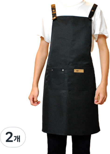 누심비 카페 데님 심플 앞치마, 블랙, 2개