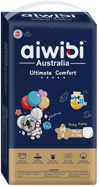 aiwibi 愛薇彼 夜用甄柔瞬吸 褲型尿布, M, 48片