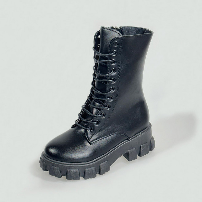 슈즈앤 여성용 데일리 레이스업 통굽 워커 부츠 sn513