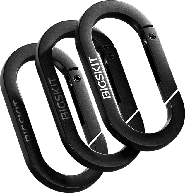 빅스킷 고강도 카라비너 키링 키홀더 열쇠고리, 다크그레이, 3개