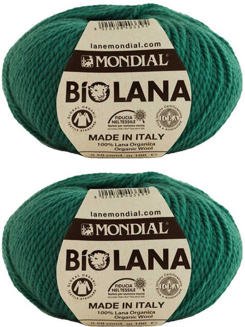 몬디알 바이오라나 100 울 뜨개실, 883그린, 2개