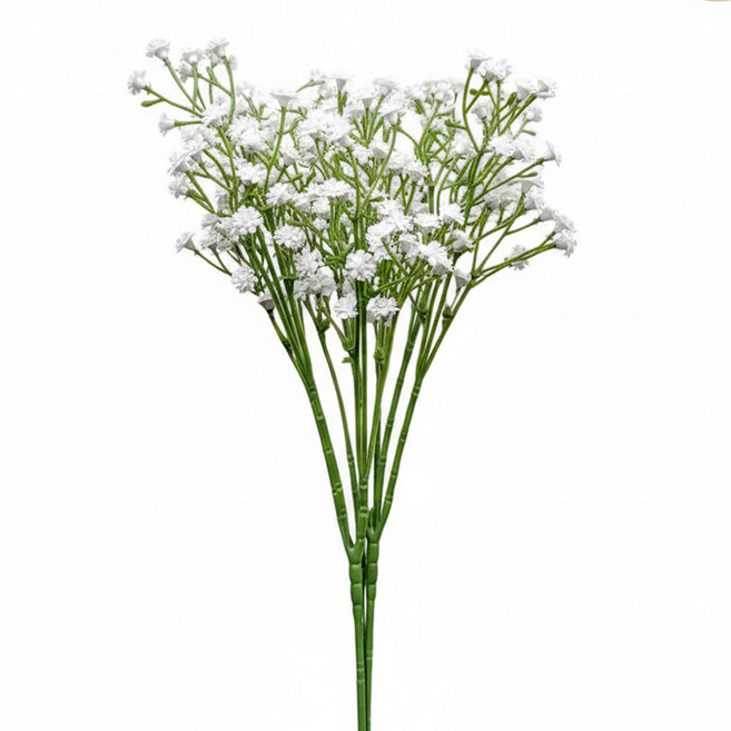 FLORAL M 人氣純白小可愛滿天星仿真花花材 3個, 白色