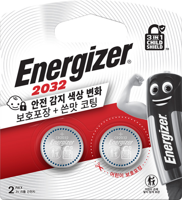 3위 - 에너자이저 리튬 코인 건전지 CR2032, 2개입, 1개