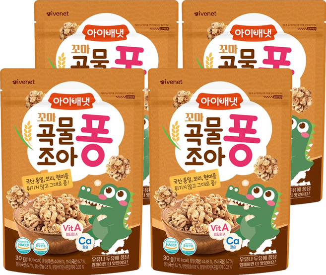 아이배냇꼬마 곡물조아퐁 과자, 곡물맛, 30g, 4개