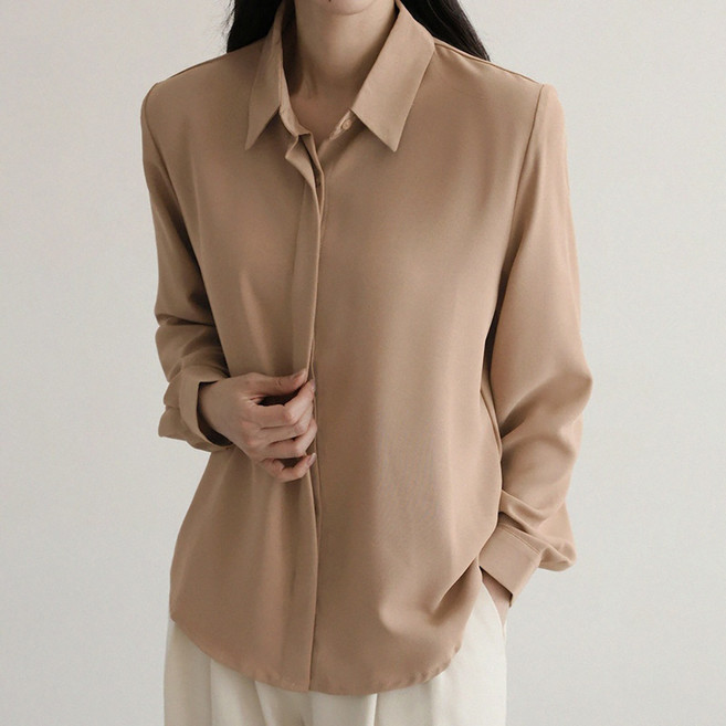 앤드스타일 여성용 P6롬히든버튼 링클프리 긴팔 셔츠 블라우스 261356