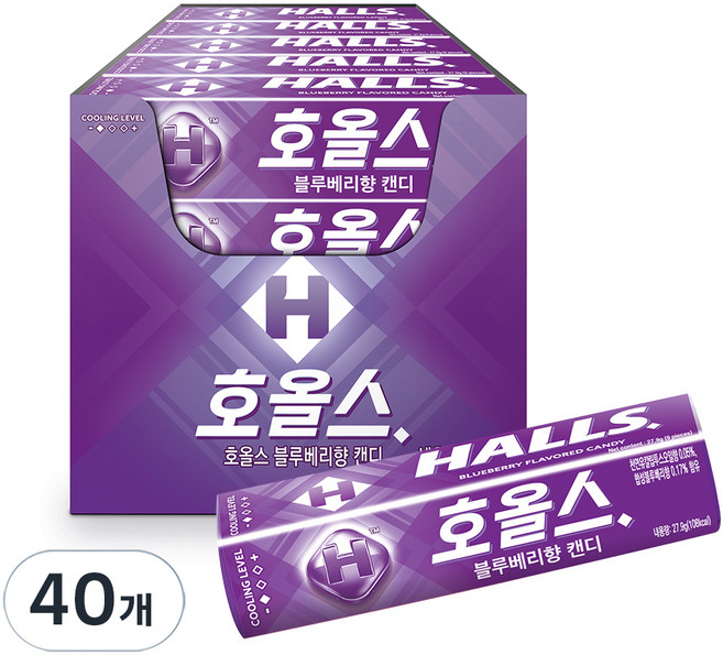 HALLS XS 薄荷涼糖 藍莓口味, 27.9g, 40條
