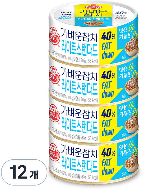 오뚜기 가벼운참치 라이트스탠다드, 100g, 12개