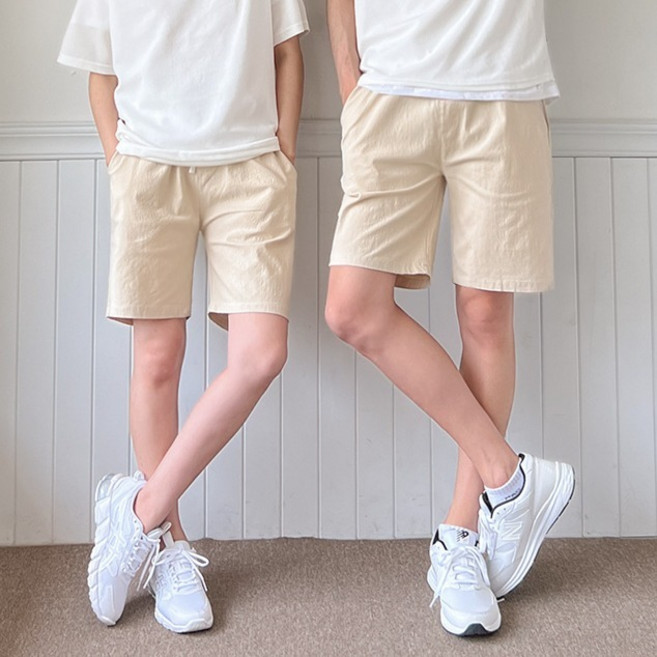 어나더디 남녀공용 면 스판 5부 밴딩 팬츠