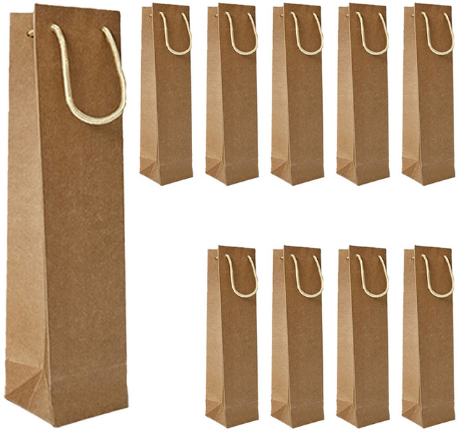 크라프트 와인 쇼핑백, 브라운, 10개