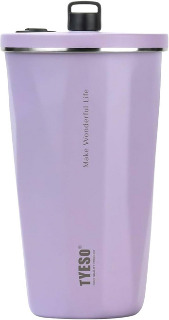 TAILI 太力 304不銹鋼保溫保冰吸管咖啡杯 18.6 x 10.1cm, 紫色, 600ml, 1盒