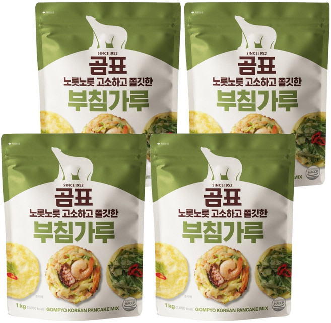곰표 노릇노릇 고소하고 쫄깃한 부침가루, 1kg, 4개